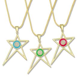 Chains High Polished Large Star Necklace Present For Sister Original Bohemian Stars Luck Pendant Necklaces Drop Oil Accesorios Dorados