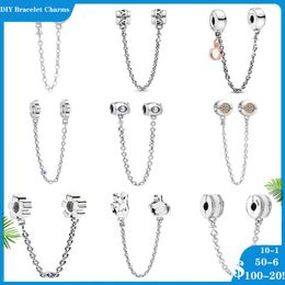 925 siver beads charms for pandora charm bracelets designer for women shiny flower starfish cat safety chain bead