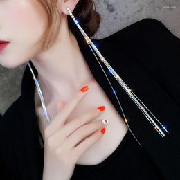 Dangle Earrings BLIJERY Korean Super Long Tassel For Women Sexy Shiny Crystal Metal Hanging Trendy Ladies Jewellery Gift