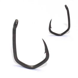 Fishing Hooks 20PCS PTFE Coating Carp Fishing Hook Jig Head Yn Carp Hooks High Carbon Steel Curve Shank Barbed Fishhook Chod Hair Rigs Hooks P230317