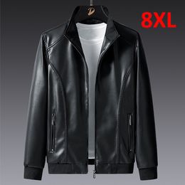 Men's Leather Faux Plus Size 7XL 8XL PU Jacket Men Coat Cargo Casual Motorcycle Biker Solid Color s Male Big 230324