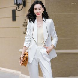 Women's Two Piece Pants Professional Women Business Suits Autumn Winter Office Work Wear With And Jackets Coat OL Pantsuits Blazers Trousers