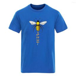 Men's T Shirts Let It Bee Print Cotton Oversize Shirt Short Sleeve Harajuku Clothing Tops Male Hipster Hip Hop 2023 Tees Ropa De Hombre