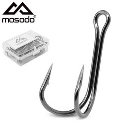 Fishing Hooks Mosodo 10pcs/set lure double fishing hooks barbed carp fishhook soft worm hook fly fishing hook accessories P230317