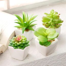 Decorative Flowers Artificial Succulent With Vase Ceramic Bonsai Office Living Room Balcony Desktop Decoration Ornaments Simulation Green