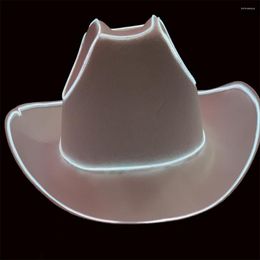 Berets Amazing Light LED Cowboy Cowgirl Hat Flashing El Wire Lights Bride Christmass Wedding