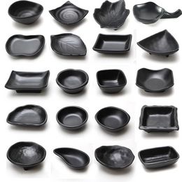 Melamine Black Dipping Soy Sauce Dishes Sushi Wasabi Doufu Snack Plate Japanese Restaurant Dining Dinnerware E0324