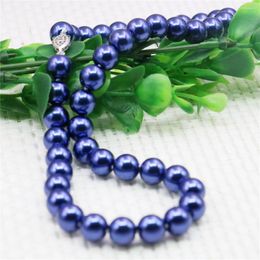 Chains 10mm Round Dark Blue Pearl Shell Necklace Women Girls Hand Made Jewellery Making Design Fashion Accessory Gifts For Mother