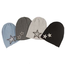 BeanieSkull Caps Geebro Women Slouchy Rhinestones Shining Star Ribbed Beanies Soft Fashion Ladies Stretch Skullies Hat Bonnet Femme Cap 230324