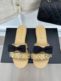 2023 en güzel terlik katırları zengin çiçek terlikleri siyah yay inci elmas toka slaytlar sandalet en iyi görünümlü terlik boyutu 35-41