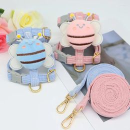 Dog Collars Pet Harnesses Leash Set Cute Bee Animals Shape Cat Soft Adjustable Outdoor Walking Anti-lost Puppy Supplies