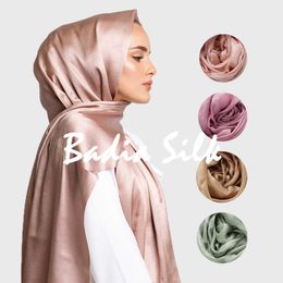 Sarongs 95*180cm One Piece Solid Plain Shinny Scarf Oversize Islam Shawl Head Wraps Soft Long Muslim Silk Linen Shimmer Hijabs P230323