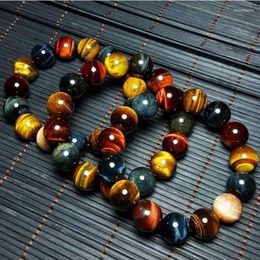 Strand 2pc 12mm Natural Colourful Tiger Eye Stone Beads Jewellery Bracelet Bangle