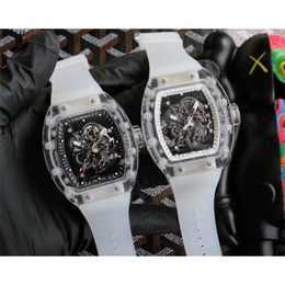 Mechanical Watches Superclone Luxury Mens Mechanics Watch Richa Milles Fashion Trend Rm055 Fully Automatic r Watch Hollow Tourbillon Snow Glass Tape HB/1B