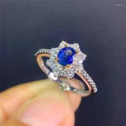 Cluster Rings Fine Jewelry 925 Sterling Silver Natural Sapphire Gemstone Ring Female Support Detection Exquisite