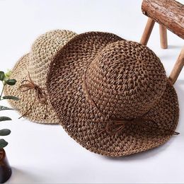 Wide Brim Hats Hat Summer Women's Foldable Large Beach Sun Straw Cap For Ladies Elegant Vacation Travel