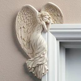 Decorative Objects Figurines Angel Wings Home Gift Resin Craft Door Frame Ornament Indoor and Outdoor Garden Door Ornament 230324