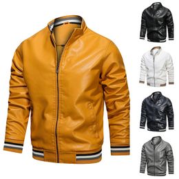 Men's Leather Faux WEILUO Mens Jacket Stand Collar Motorcycle Lightweight Outwear Biker Men 230324