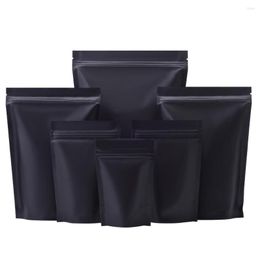 Storage Bags 100Pcs Matte Black Mylar Foil Stand Up Bag Self Seal Resealable Tear Notch Doypack Chocolate Coffee Candy Pack Pouches