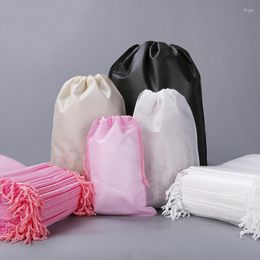 Storage Bags 10pcs Non-woven Fabric Convergent Bunch Receive Bag Draw String Cosmetics Clothing Packaging Elastic Opening Travel