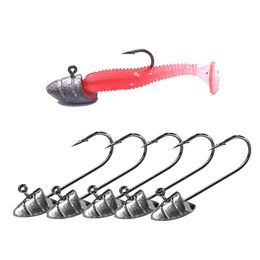 Fishing Hooks 10Pcs/Lot Tumbler Head Fishing Jig Hooks 2.5g 3.5g 5g Weight Stainless Steel Fishhook For Soft Worm Bait Fishing Accessories P230317