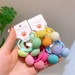 3 Pcs New Fashion Sweet Girl Princess Ponytail Hair Accessories Korea Children's Cute Colourful Fabric Button Hair Rope Headwear