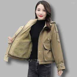 Women's Trench Coats Cotton Padded Clothes Korean Loose Jacket 2023 Parker Coat Women's Winter Short Thickened Zipper Tooling