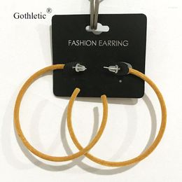 Hoop Earrings Gothletic 2.5X60mm Mustard Velvet Earring Flocking Round Circle For Women Fashion Autumn Winter Jewelry