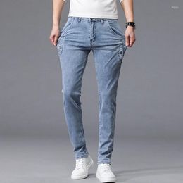 Men's Jeans 3 Colors Little Feet Skinny Mens Clothing Elasticity Slim Casual Fashion Straight Classic Style Male Denim Trousers