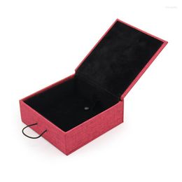 Jewelry Pouches Linen Retro Wooden Buckle Imported Dimensional Colored Paper Decorative Ring Pendant Bracelet Gift Box For Women 2023