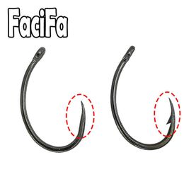Fishing Hooks 25 or 50 pcs Carp Fishing Hook barbless and Barbed Offset Circle Hook Fly Fishing Jig Hook sea Fishhook Tackle Accessories P230317