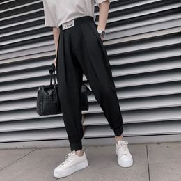 Men's Pants Men Casual Solid Color Male Harem Korean Elastic Loose Trousers High Streetwear Fashion Stereo Design 230324