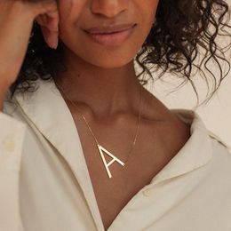 Pendant Necklaces Fashion Sideways Big Initial Letter Necklace Women Luxury Link Chain For Jewelry GiftPendant