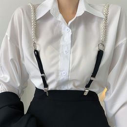 3 Suspenders Clips Pearl Chain Belt for Women Elastic Trousers Pants Tights Strap Garter Adjustable 230323 202