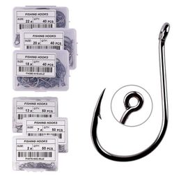 Fishing Hooks 50pcs / 20pcs / Box Circle Carp Eyed Fishing Hook Size 2-22# Ring eye Japan Fishhooks Fishing Hooks Single Jig Fish Hook Tackle P230317