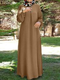Ethnic Clothing Turkey Abaya Autumn Hijab Sundress ZANZEA 2023 Fashion Women Muslim Dress Islamic Maxi Vestidos Turkish Robe Femme 230324