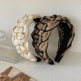 Neue Mode Über Größe Breite Seite Haarband Handgemachte Geflochtene Stirnband Vintage Turban Herbst Haar Zubehör