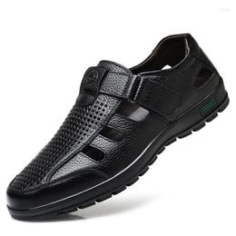 Sandals Genuine Leather Summer Shoes for Men High Quality Dress Business Formal Outdoor Soft Breathable Roman Brand