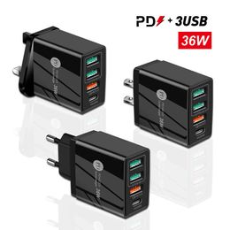 3 usb multi port adapter head pd36w fast charging phone charger 5v 4a UK PD