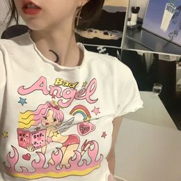 Womens TShirt Summer Sexy tshirts oversized anime y2k Top crop top harajuku Kawaii vintage graphic plus size korean aesthetic clothes 230322