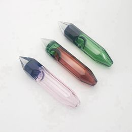 Colourful Diamond Style Thick Glass Pipes Portable Design Spoon Bowl Dry Herb Tobacco Philtre Bong Handpipe Handmade Oil Rigs Smoking Cigarette Holder DHL