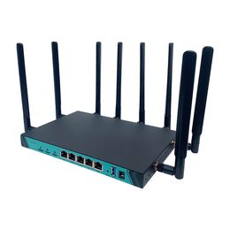 Two SIM 4G Openwrt Router Gigabit LAN 1000Mbps CAT6 Modem 2.4GHz 5.8GHz WiFi 8 Removable Antenna MU-MIMO for 64 User