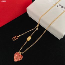 New style necklace designer for women stud luxury gold heart shape pearl crystal gold double V letter Jewellery necklace-2 GS1
