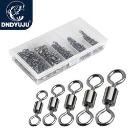 Fishing Hooks DNDYUJU 200pcs Bearing Swivel Fishing Connector Mixed Size 1#-12# Barrel Rolling Solid Rings For Fishhook Lure Link Tackle P230317