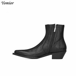 Stiefel Yomior Echtes Leder Spitzschuh Herren Stiefeletten Mode Britische Bequeme Chelsea Stiefel Lässige Vintage Party Gentleman Boot 230324