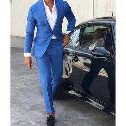 Men's Suits 2023 Fashion Wedding Men Royal Blue Notched Lapel Business Casual Formal Costume Homme Slim Fit 2Pcs Set Jacket Pants