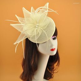 Headpieces Vintage Feather Bridal Evening Gown Tiara Party Hair Gauze Top Hat Dress Accessories Korea Japan Black White