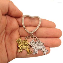 Keychains German Shepherd Dog Animal Antique Gold Silver Plated Metal Pendant Keychain For Bag Car Women Men K175