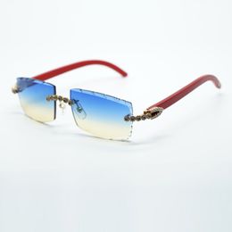 Blue Bouquet diamond eyewear frames 3524031 sunglasses with red wood legs and 57mm cut lens