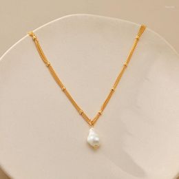 Chains Classic Trendy Baroque Copper Plated Gold Chain Metal Pearl Necklace For Women OL Holiday Fashion Jewellery Ear Accessories N011